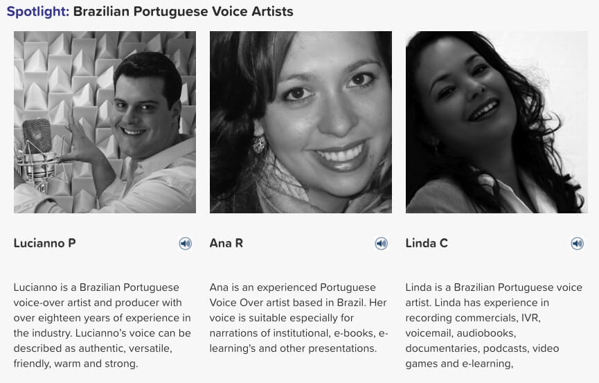 Brazilian Portuguese voice artists