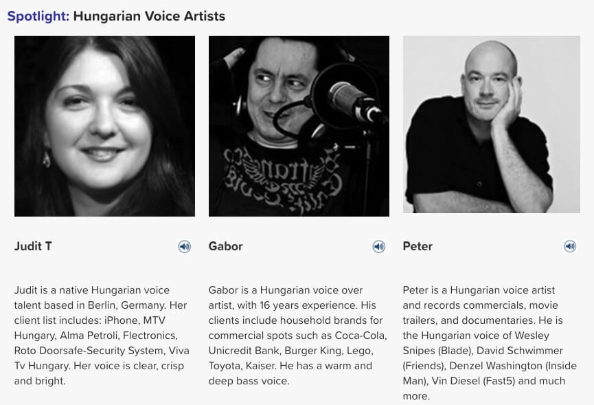 Hungarian voice artists