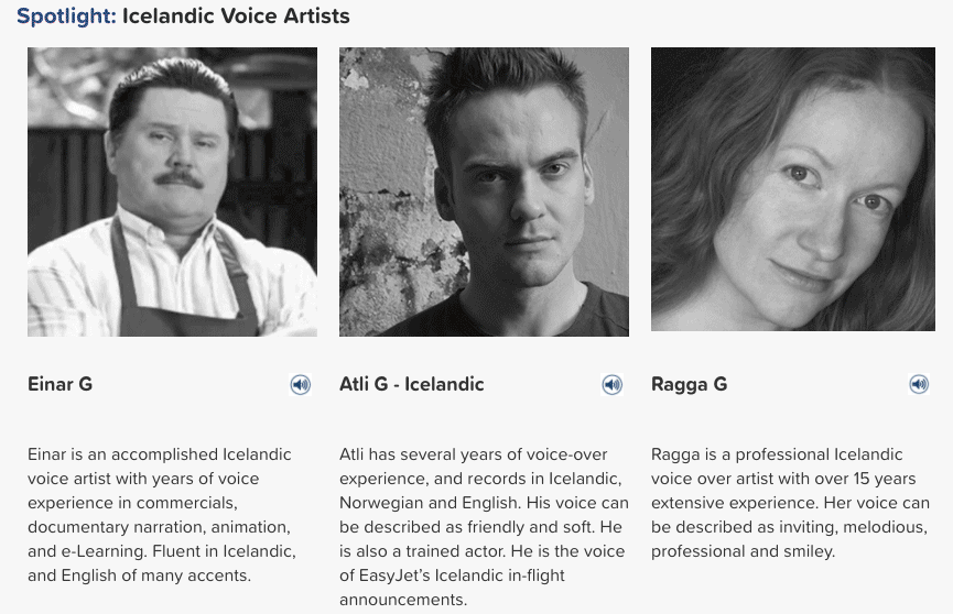 Icelandic voice artists