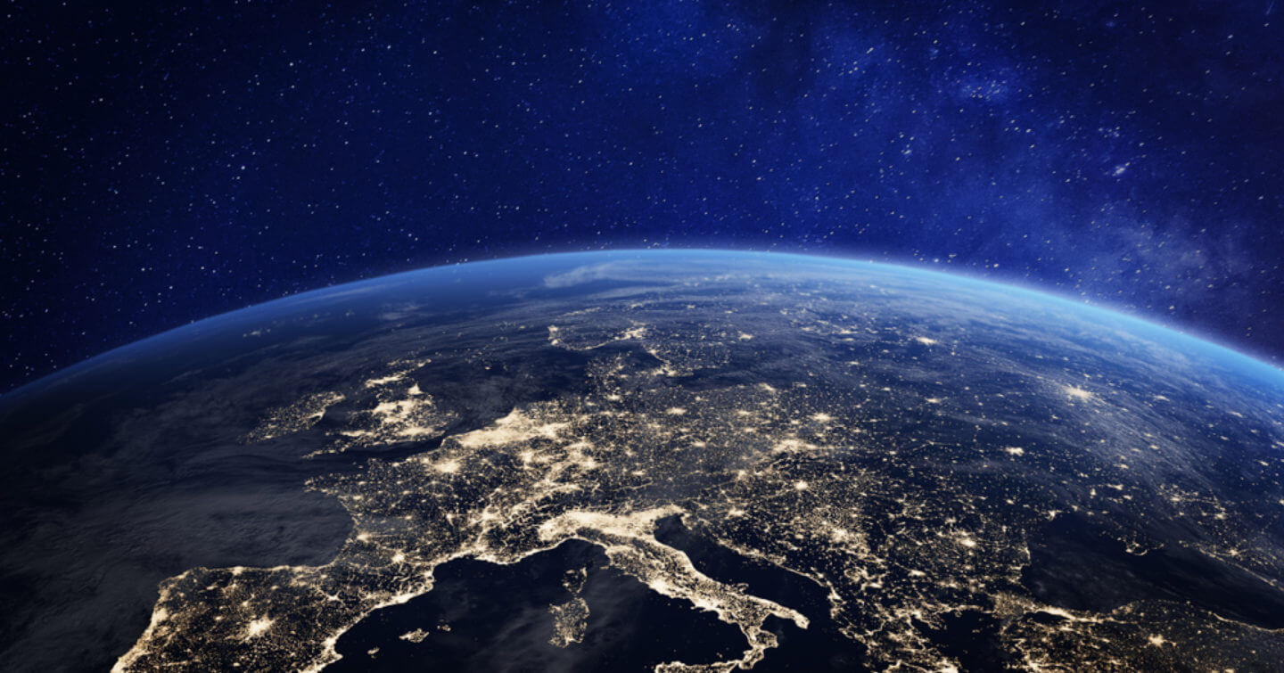 the earth at night seen from space