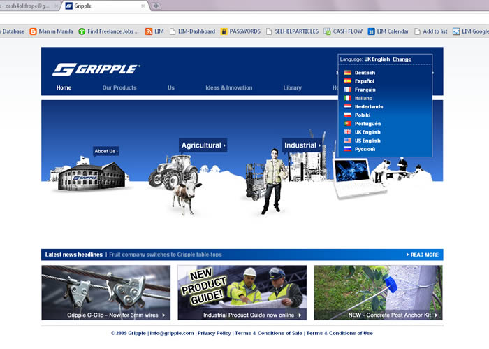 Gripple Website in Eight Languages